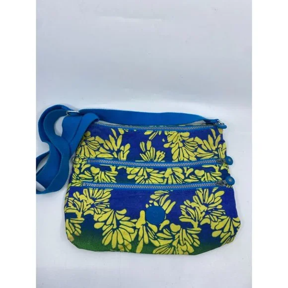 KIPLING Medium Blue Yellow Nylon Crossbody Bag - Picture 2 of 12